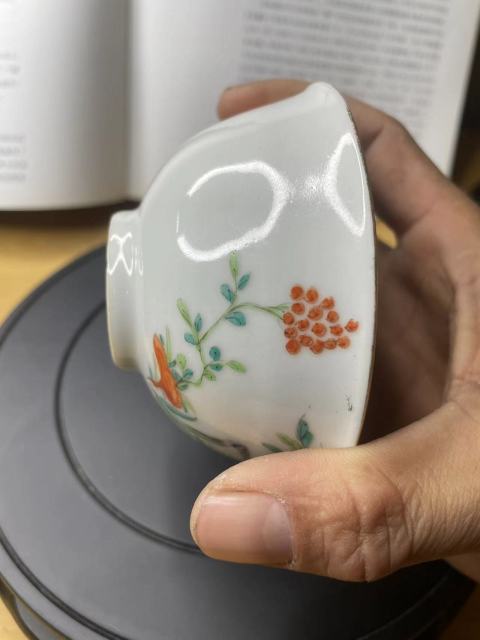 古玩陶瓷民國花果紋粉彩茶圓拍賣,當前價格468元