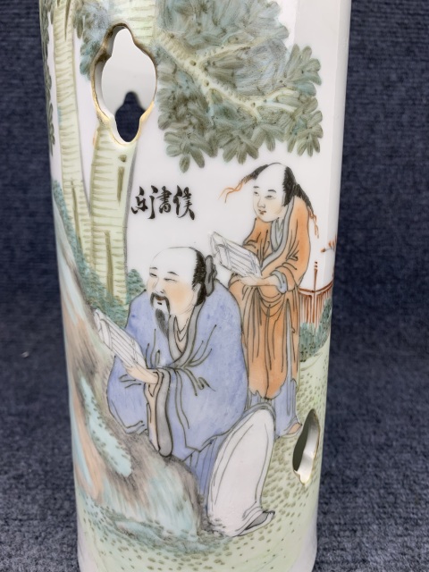 古玩陶瓷淺降彩人物紋帽筒拍賣,當前價格6588元