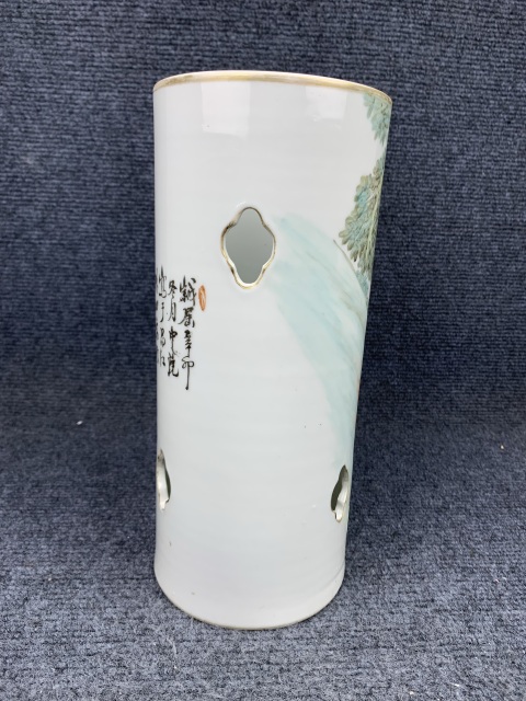 古玩陶瓷淺降彩人物紋帽筒拍賣,當前價格6588元