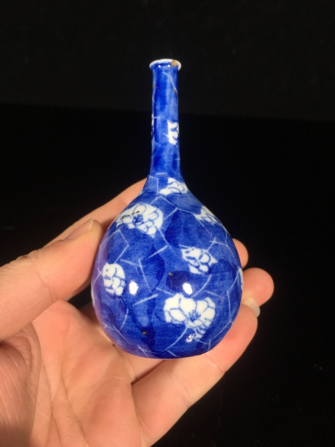 古玩陶瓷清光緒 青花留白冰梅紋瓶拍賣,當前價格1388元