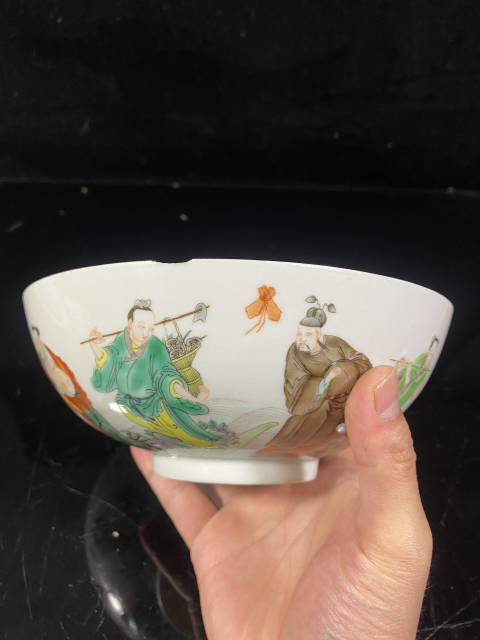 古玩陶瓷精品粉彩八仙人物圖大碗拍賣，當前價格3300元