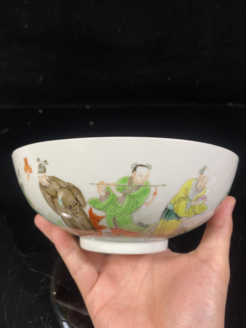 古玩陶瓷精品粉彩八仙人物圖大碗拍賣，當前價格3300元