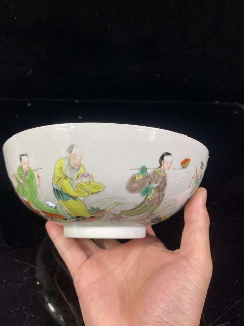 古玩陶瓷精品粉彩八仙人物圖大碗拍賣，當前價格3300元