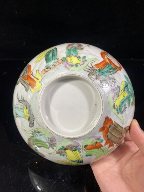 古玩陶瓷精品粉彩八仙人物圖大碗拍賣，當前價格3300元