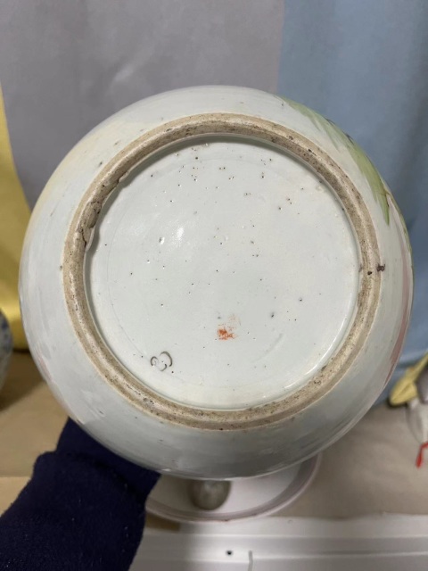 古玩陶瓷民國大雞圖彩繪西瓜罐拍賣,當前價格1200元