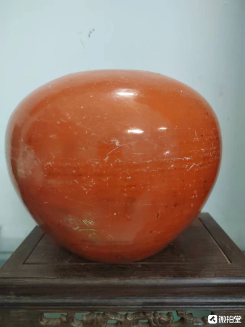 古玩陶瓷【望月樓】晚清紅釉描金西瓜罐拍賣，當(dāng)前價(jià)格288元
