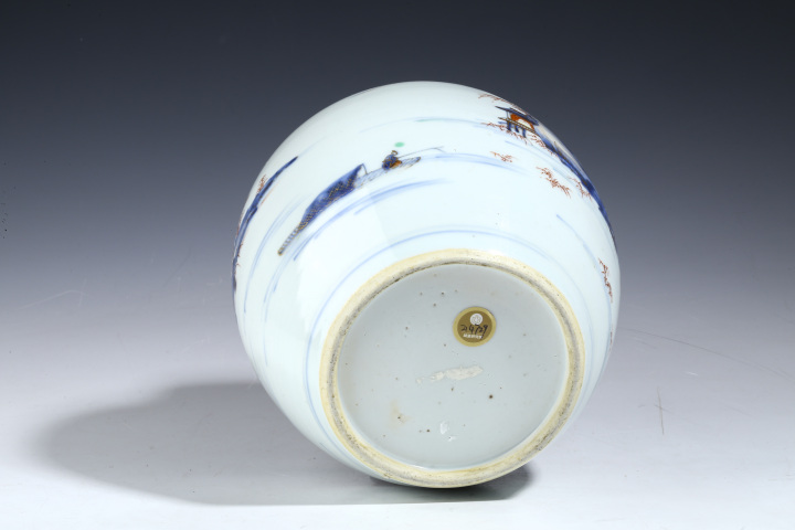 古玩陶瓷清雍乾·青花加彩山水人物紋罐拍賣(mài)，當(dāng)前價(jià)格2716元