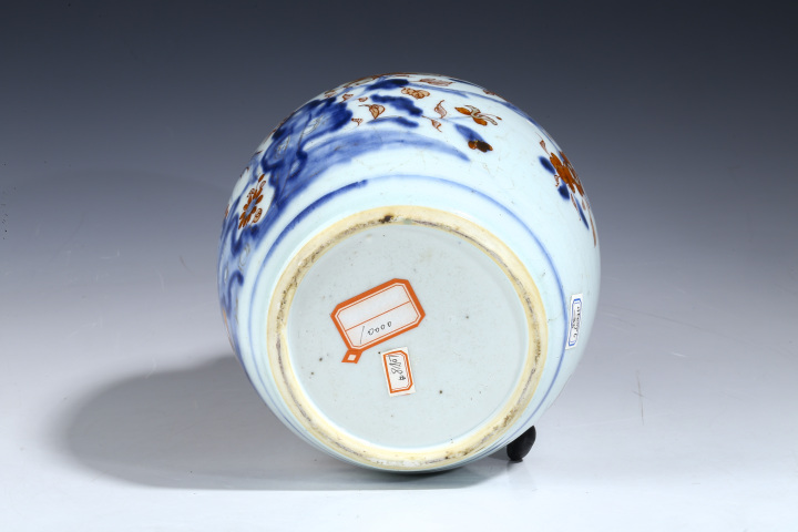 古玩陶瓷清康熙·青花礬紅描金鳳凰牡丹紋罐拍賣,當前價格668元