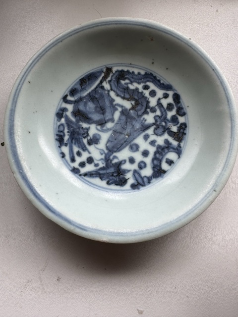 古玩陶瓷明空白期·青花鳳穿花紋盤拍賣，當(dāng)前價格798元