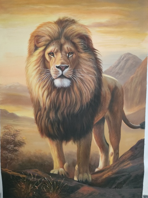 古玩字畫油畫家二郎展覽原作《獅子》拍賣,當前價格2800元