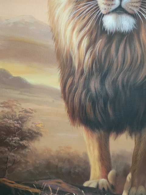 古玩字畫油畫家二郎展覽原作《獅子》拍賣,當前價格2800元