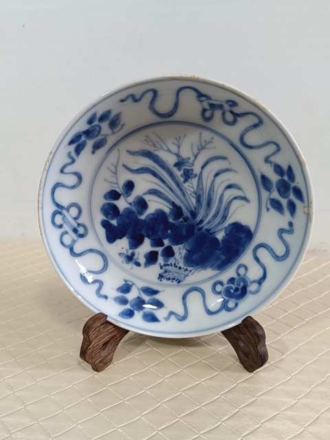 古玩陶瓷花卉紋青花盤拍賣，當前價格1800元