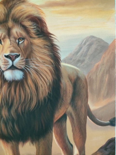 古玩字畫油畫家二郎展覽原作《獅子》拍賣,當前價格2800元