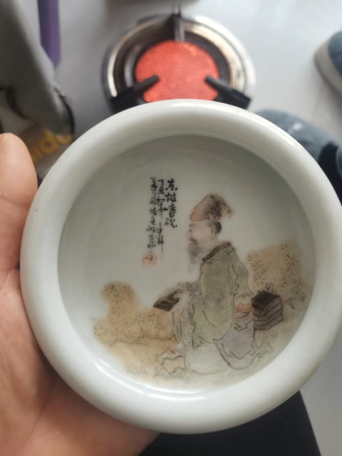 古玩陶瓷民國淺絳彩名家邢梵仙人物紋洗拍賣,當前價格18600元