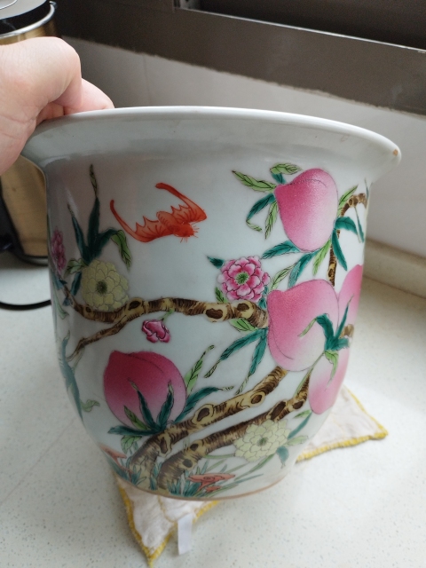 古玩陶瓷粉彩福壽紋花盆拍賣,當前價格1980元