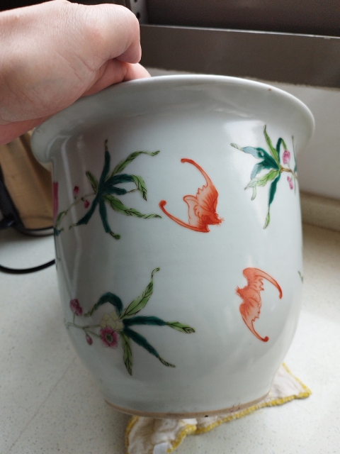 古玩陶瓷粉彩福壽紋花盆拍賣,當前價格1980元