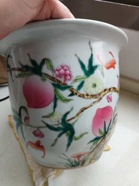 古玩陶瓷粉彩福壽紋花盆拍賣,當前價格1980元