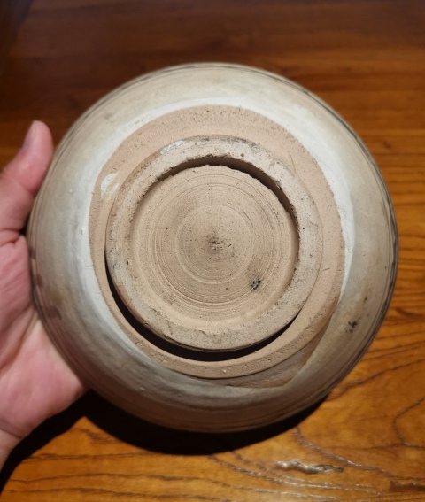 古玩陶瓷元.白地黑花水波紋斗笠碗拍賣,當前價格118元