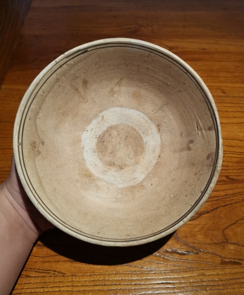 古玩陶瓷元.白地黑花水波紋斗笠碗拍賣,當前價格118元