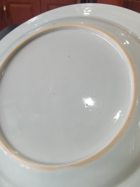 古玩陶瓷青花洞石花卉紋折沿盤拍賣，當前價格1600元