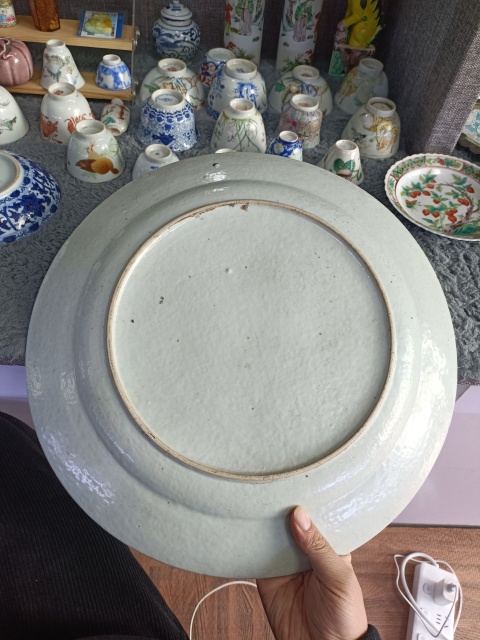 古玩陶瓷乾隆綠釉粉彩大賞盤拍賣，當前價格28888元