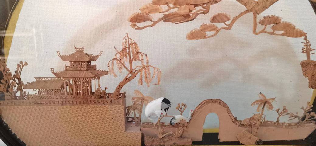 古玩雜項福建軟木畫屏風拍賣，當前價格600元