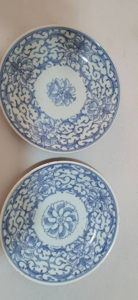 古玩陶瓷兩個(gè)道光青花盤拍賣，當(dāng)前價(jià)格1500元