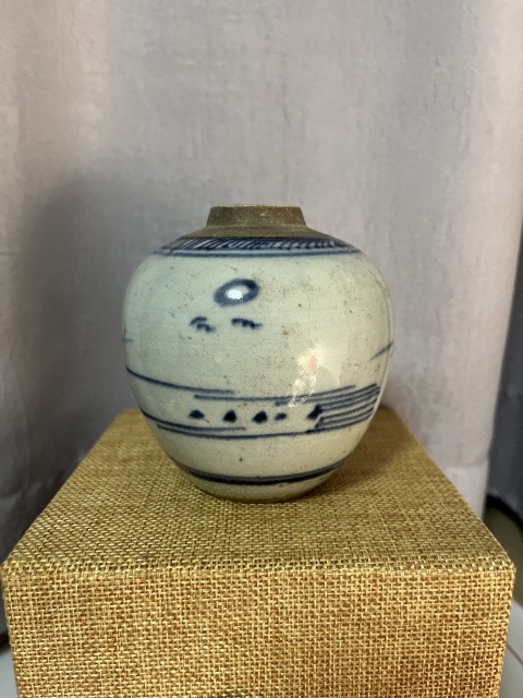 古玩陶瓷乾隆青花山水人物紋蓋罐拍賣，當前價格980元
