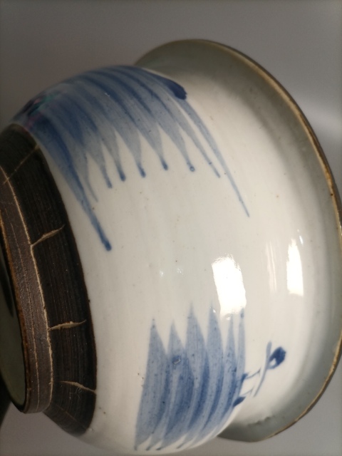 古玩陶瓷清中晚青花山水人物香爐拍賣，當前價格1000元