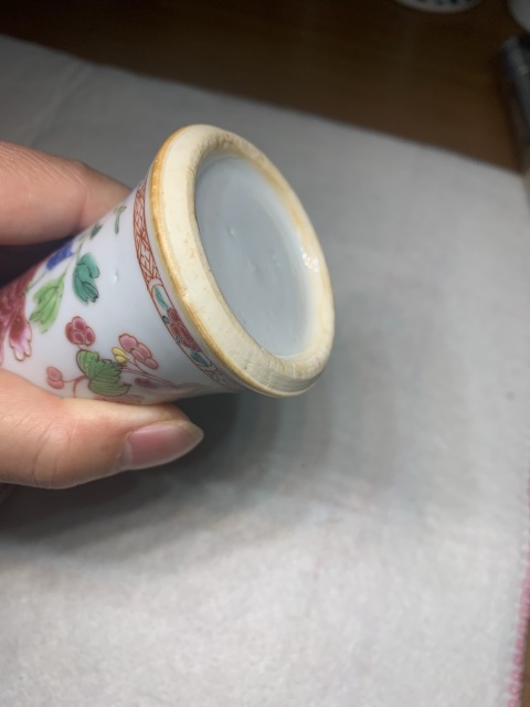 古玩陶瓷粉彩花鳥(niǎo)紋束腰花觚拍賣(mài)，當(dāng)前價(jià)格1380元
