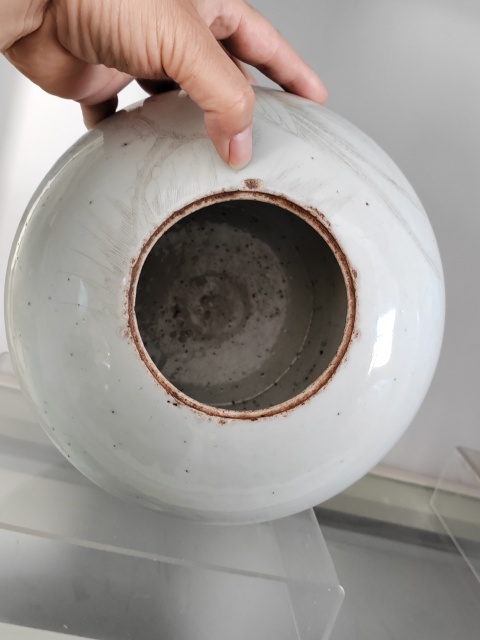 古玩陶瓷刻瓷墨彩牡丹錦雞紋西瓜罐拍賣,當前價格1800元