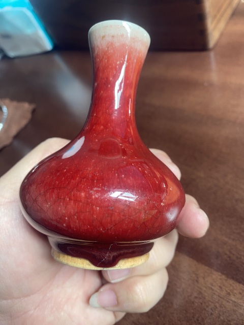 古玩陶瓷清中 朗窯紅釉小荸薺賞瓶拍賣,當(dāng)前價(jià)格5880元