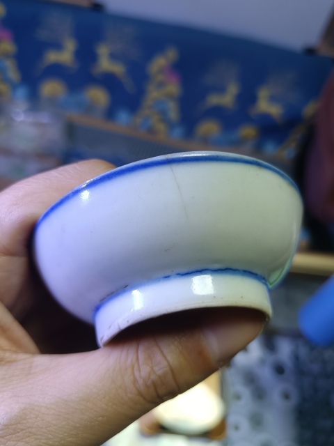古玩陶瓷民國～青花足圈紋小碟拍賣，當前價格88元