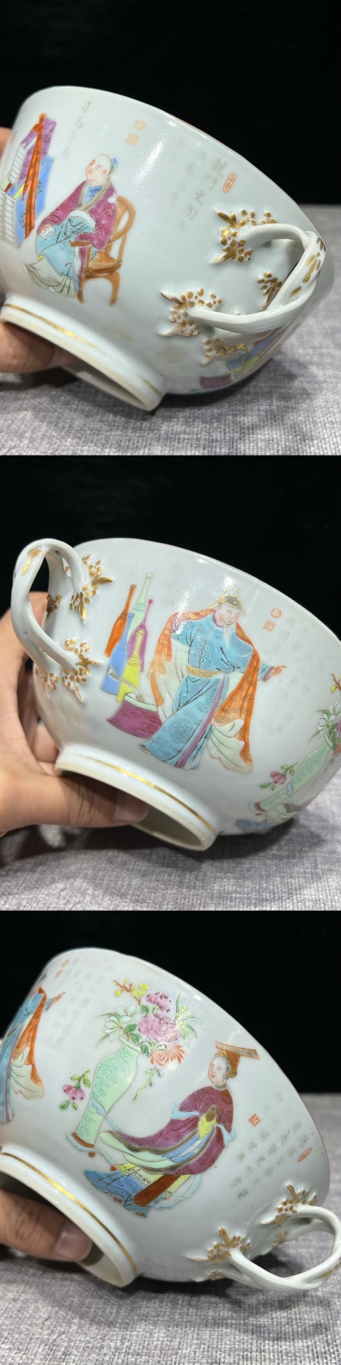 古玩陶瓷廣彩無雙譜人物蓋碗拍賣，當前價格3500元