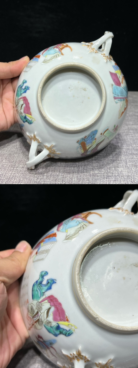 古玩陶瓷廣彩無雙譜人物蓋碗拍賣，當前價格3500元