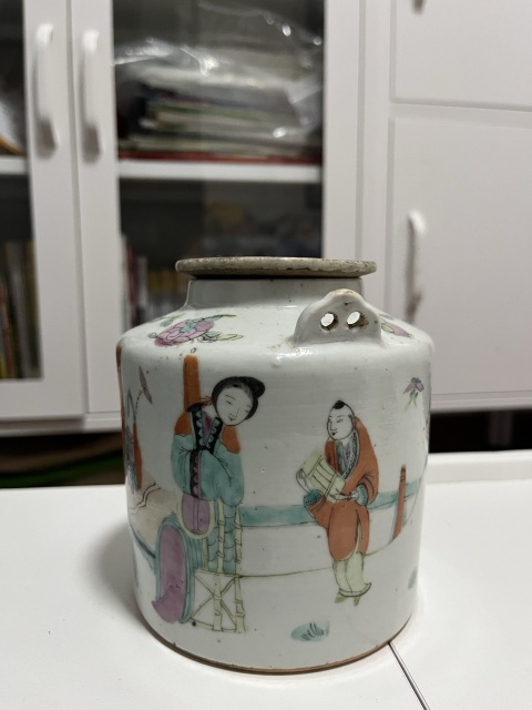 古玩陶瓷晚清西廂記長亭送別粉彩提梁壺拍賣，當前價格1500元