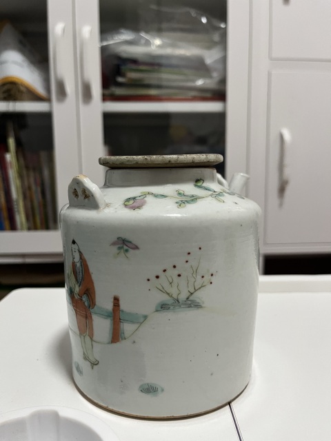 古玩陶瓷晚清西廂記長亭送別粉彩提梁壺拍賣，當前價格1500元