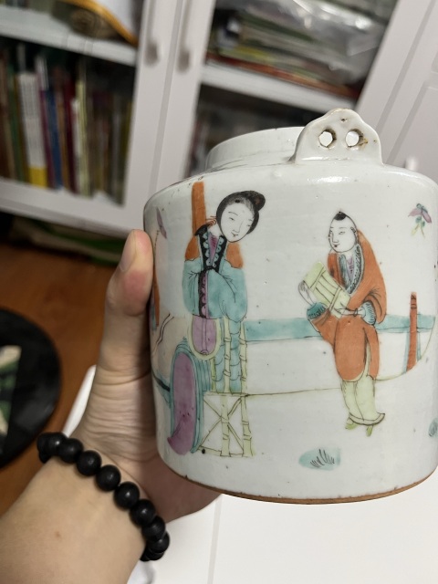 古玩陶瓷晚清西廂記長亭送別粉彩提梁壺拍賣，當前價格1500元