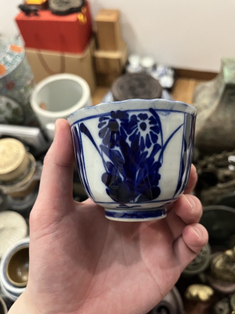 古玩陶瓷清代青花杯拍賣，當前價格355元