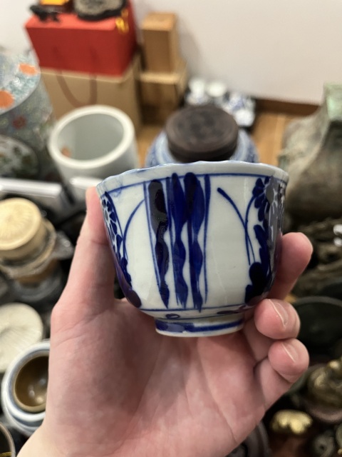 古玩陶瓷清代青花杯拍賣，當前價格355元
