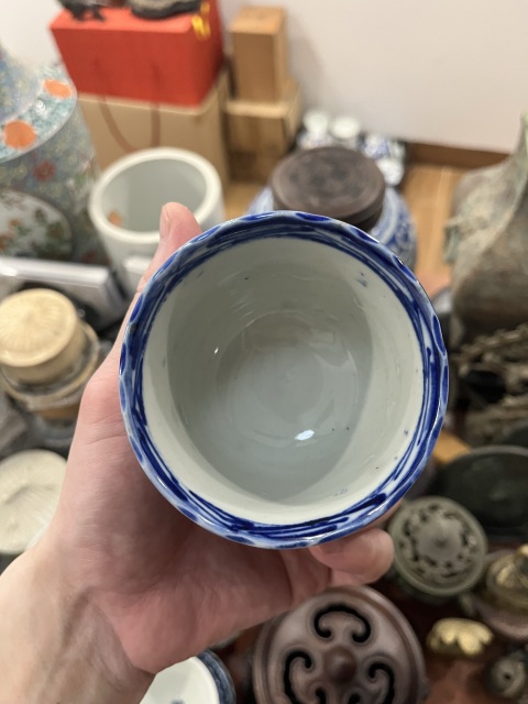 古玩陶瓷清代青花杯拍賣，當前價格355元