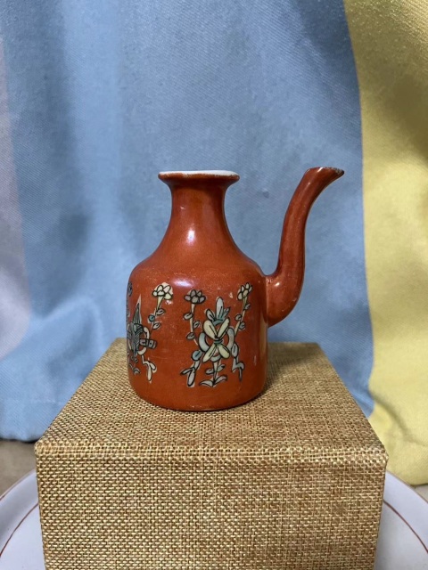古玩陶瓷礬紅粉彩暗八仙無柄壺拍賣,當前價格488元
