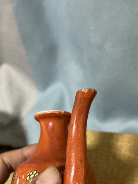古玩陶瓷礬紅粉彩暗八仙無柄壺拍賣,當前價格488元