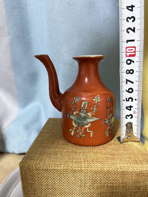 古玩陶瓷礬紅粉彩暗八仙無柄壺拍賣,當前價格488元