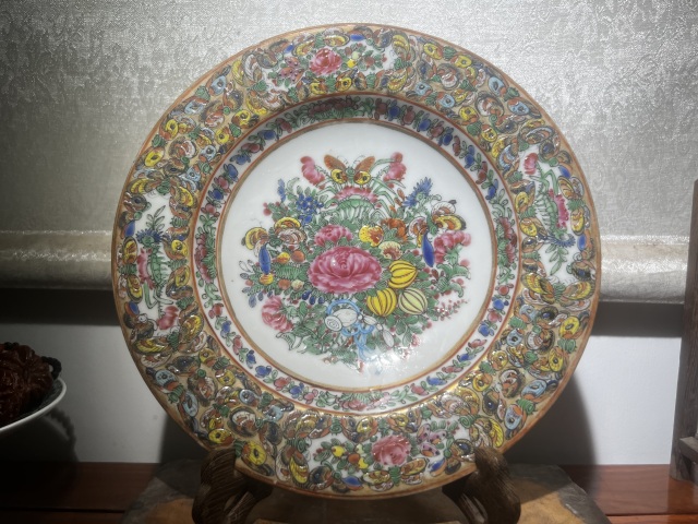 古玩陶瓷保真帶卡 民國 廣彩瓜瓞連綿折沿大賞盤拍賣，當前價格588元