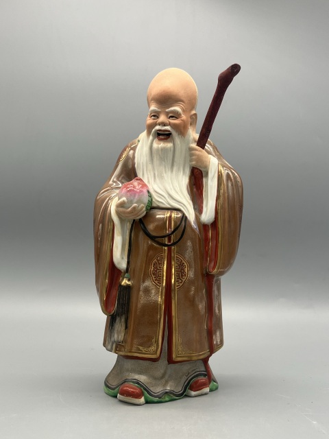 古玩陶瓷民國粉彩壽星瓷塑拍賣,當前價格1485元