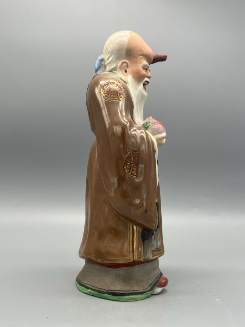 古玩陶瓷民國粉彩壽星瓷塑拍賣,當前價格1485元