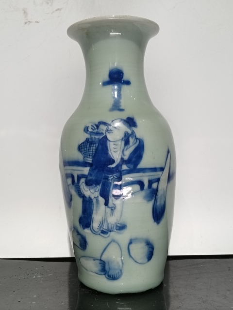 古玩陶瓷晚清青花藍采和圖瓶拍賣,當前價格2980元