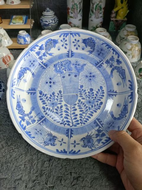 古玩陶瓷魚藻紋青花盤拍賣,當前價格3888元