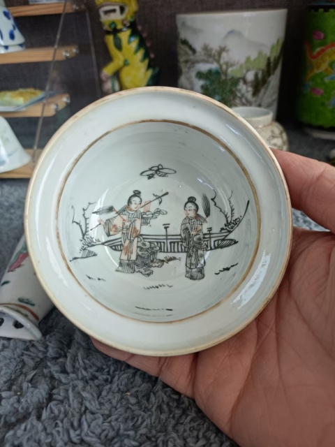 古玩陶瓷同治墨彩黛玉葬花洗拍賣，當前價格3888元